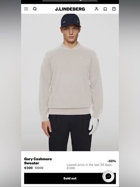 BNWT Men | Gary Cashmere Sweater | Moonbeam Beige - Size L
J.Lindeberg